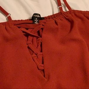 Burnt orange off the shoulder with straps top